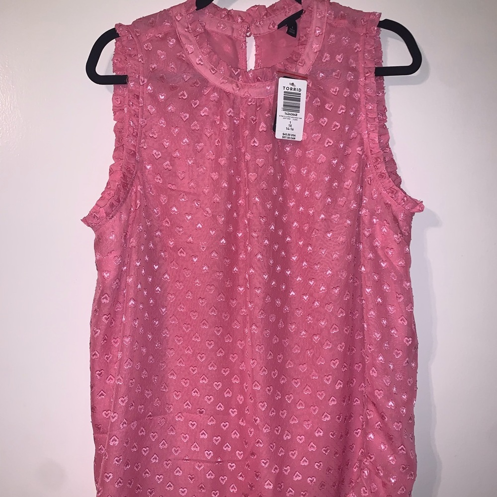 Torrid 2x Pink Mock Neck w/ Hearts